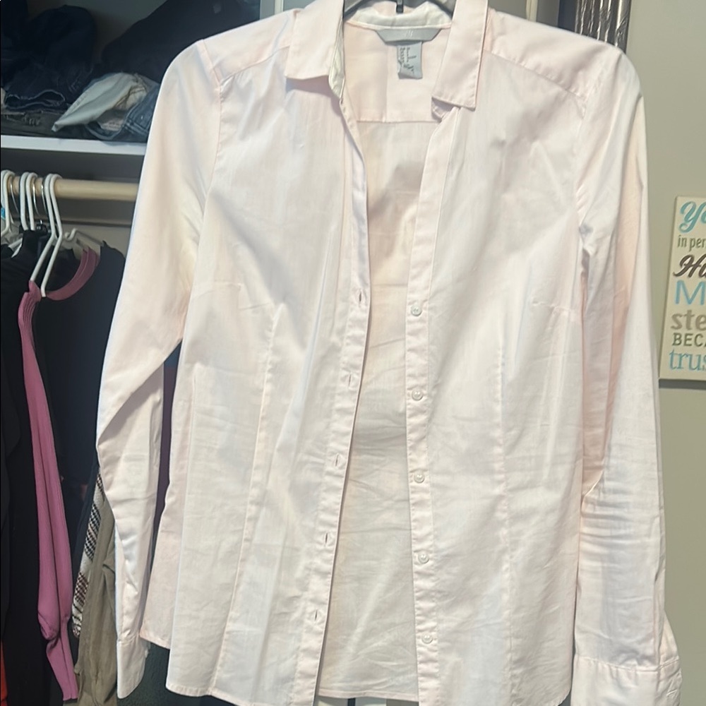 H&M Pink Casual Button Down Shirt